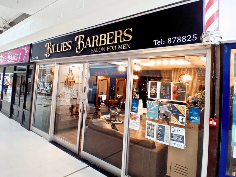 Billies Barbers, Hull: shop front 3D lettering sign